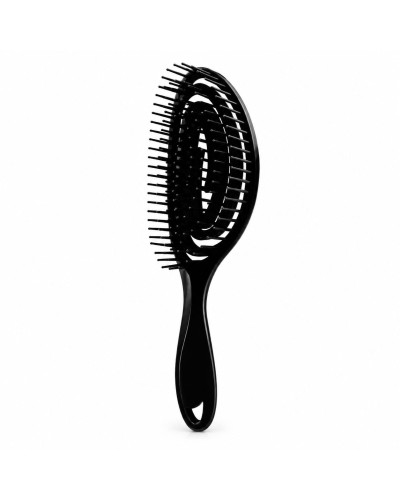 Щетка массажная расческа для волос Beauty Tools спираль скелетная овальная продувная (черная)