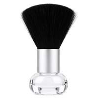 Щітка-змітка Beauty Tool волосся з шиї після стрижки для перукаря барбера прозоро синім тримачем, 10х5 см