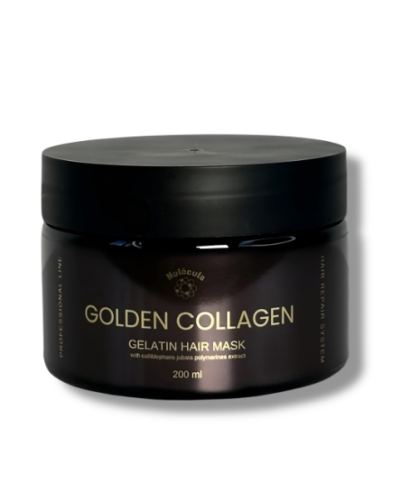 Желатиновая маска Molecula Golden Collagen Gelatin Hair Mask для реконструкции волос с экстрактом золотой икры, 200 мл