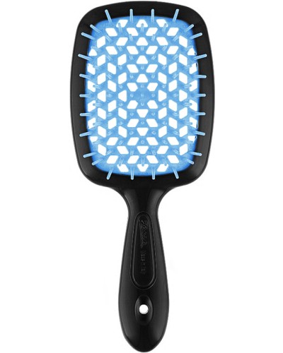 Супербраш Janeke Superbrush the original гребінець продувний, щітка для волосся чорний з зубчиками синіми