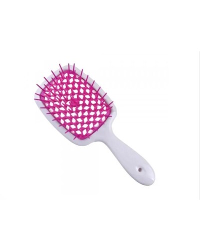 Супербраш Janeke Superbrush the original гребінець продувний, щітка для волосся білий з зубчиками фуксія