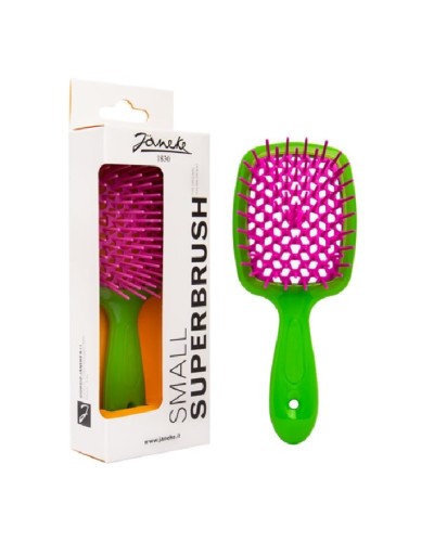 Супербраш Janeke Superbrush small the original гребінець продувний, щітка для волосся салатовий з малиновим