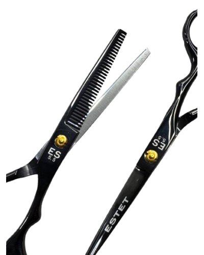 Филировочные ножницы ESTET 5.5 черные — комфорт и точность в каждом движении