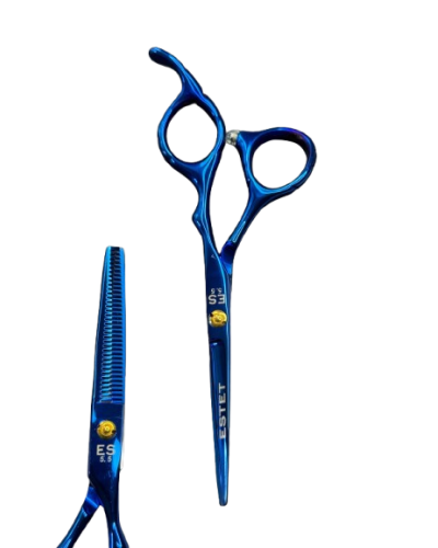 Ножницы парикмахерские Estet синие— профессиональный инструмент для точной стрижки 5,5