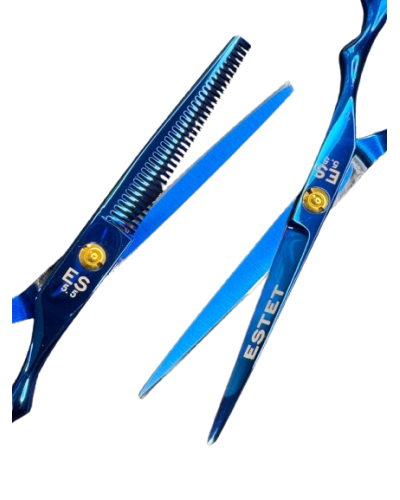 Ножницы парикмахерские Estet синие— профессиональный инструмент для точной стрижки 5,5