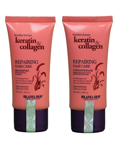 Шампунь і кондиціонер для відновлення волосся Luxliss Therapy Keratin & Collagen Repairing Hair Care 2*40 мл 